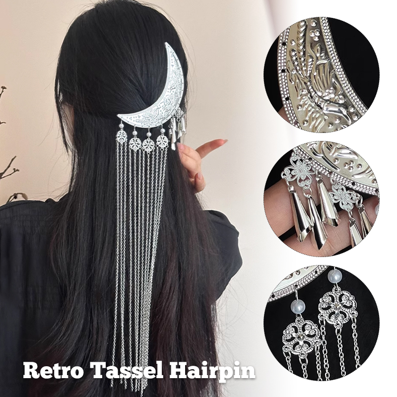 Hanbok Hair Pin - 1pc Hanfu Accessoires Lange Kwast Terug