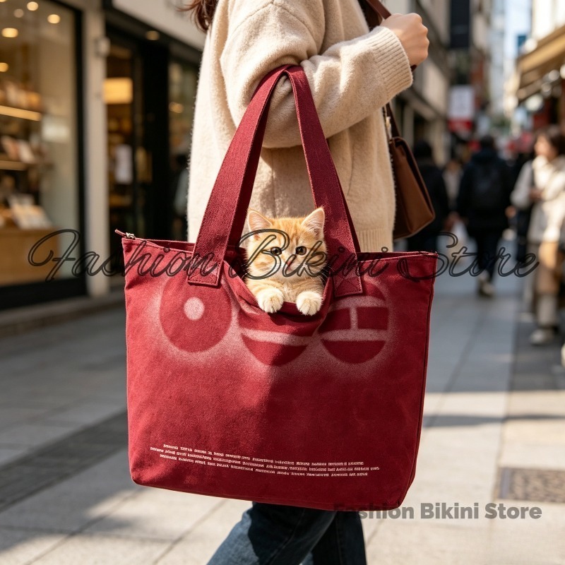 Korean Daily Lifestyle - Nieuwe rode Koreaanse stijl canvas schoudertas