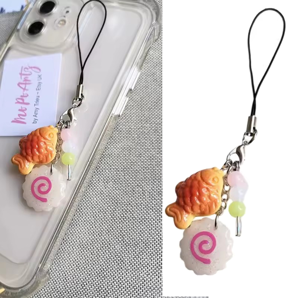 Tteokbokki Rice Cake - Leuke acryl roze inktvis roll telefoon