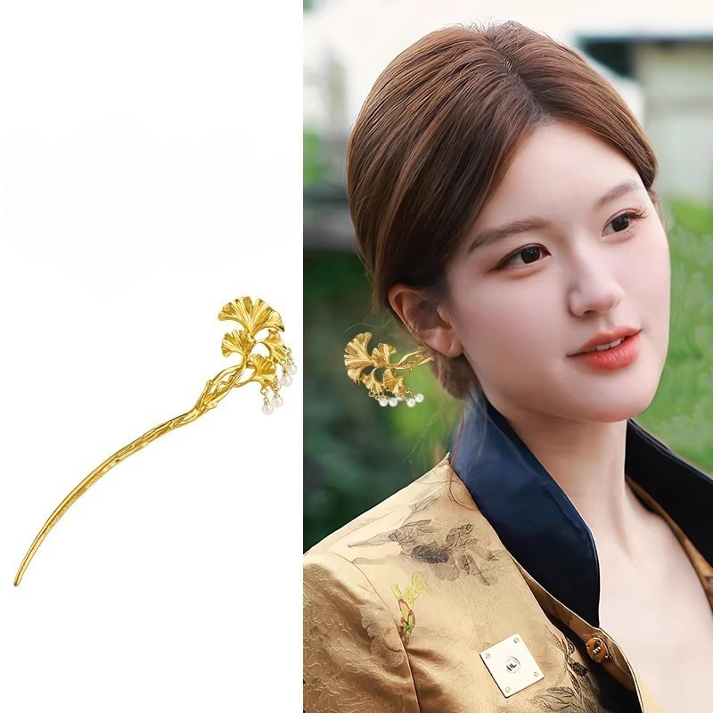 1PC Elegante Gouden Ginkgo Bla - Hanbok Hair Pin recensie en prijs