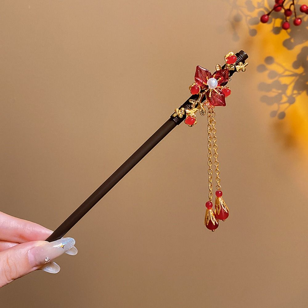 Klassieke bloem houten haarsto - Hanbok Hair Pin recensie en prijs