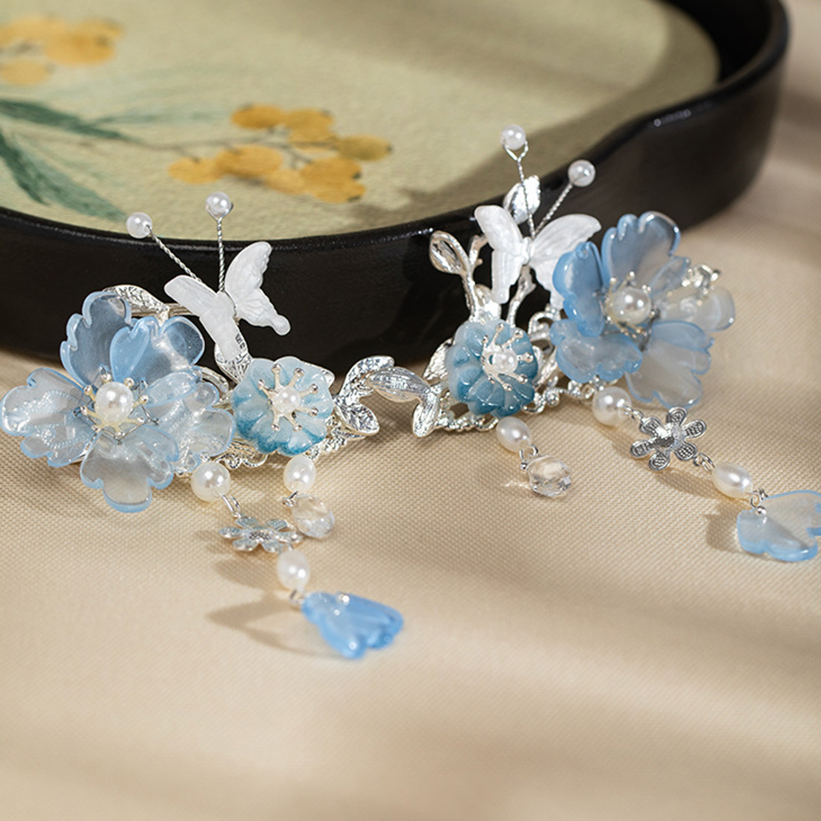2 Stuks Romantische Blauwe Pio - Hanbok Hair Pin recensie en prijs