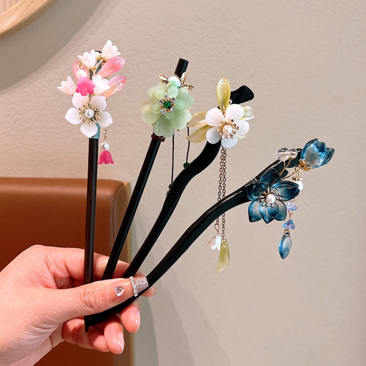 Prachtige bloem kwastje houten - Hanbok Hair Pin recensie en prijs