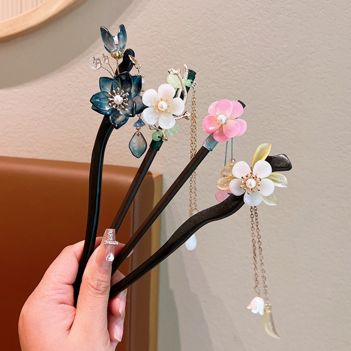 Prachtige bloem kwastje houten - Hanbok Hair Pin recensie en prijs
