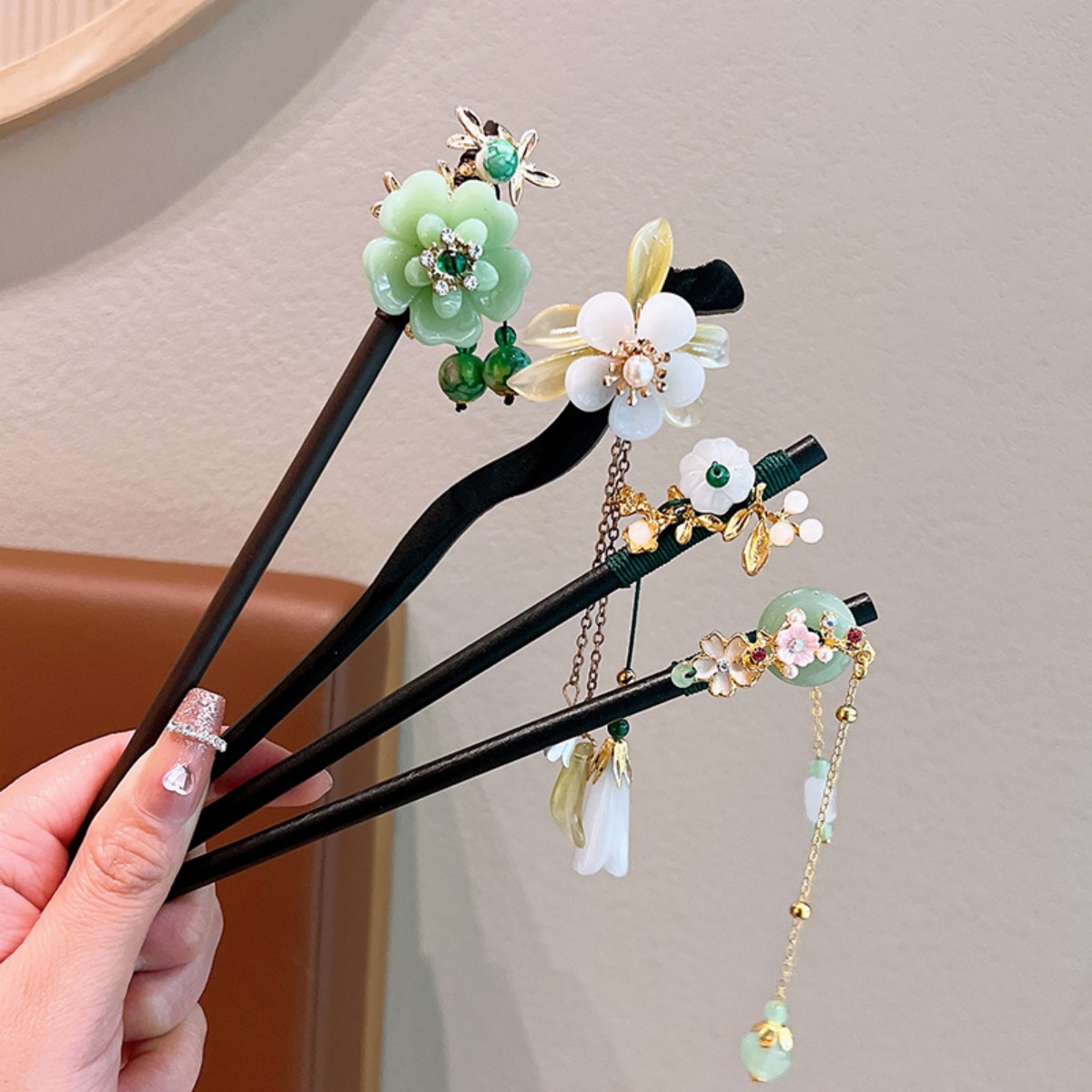 Prachtige bloem kwastje houten - Hanbok Hair Pin recensie en prijs